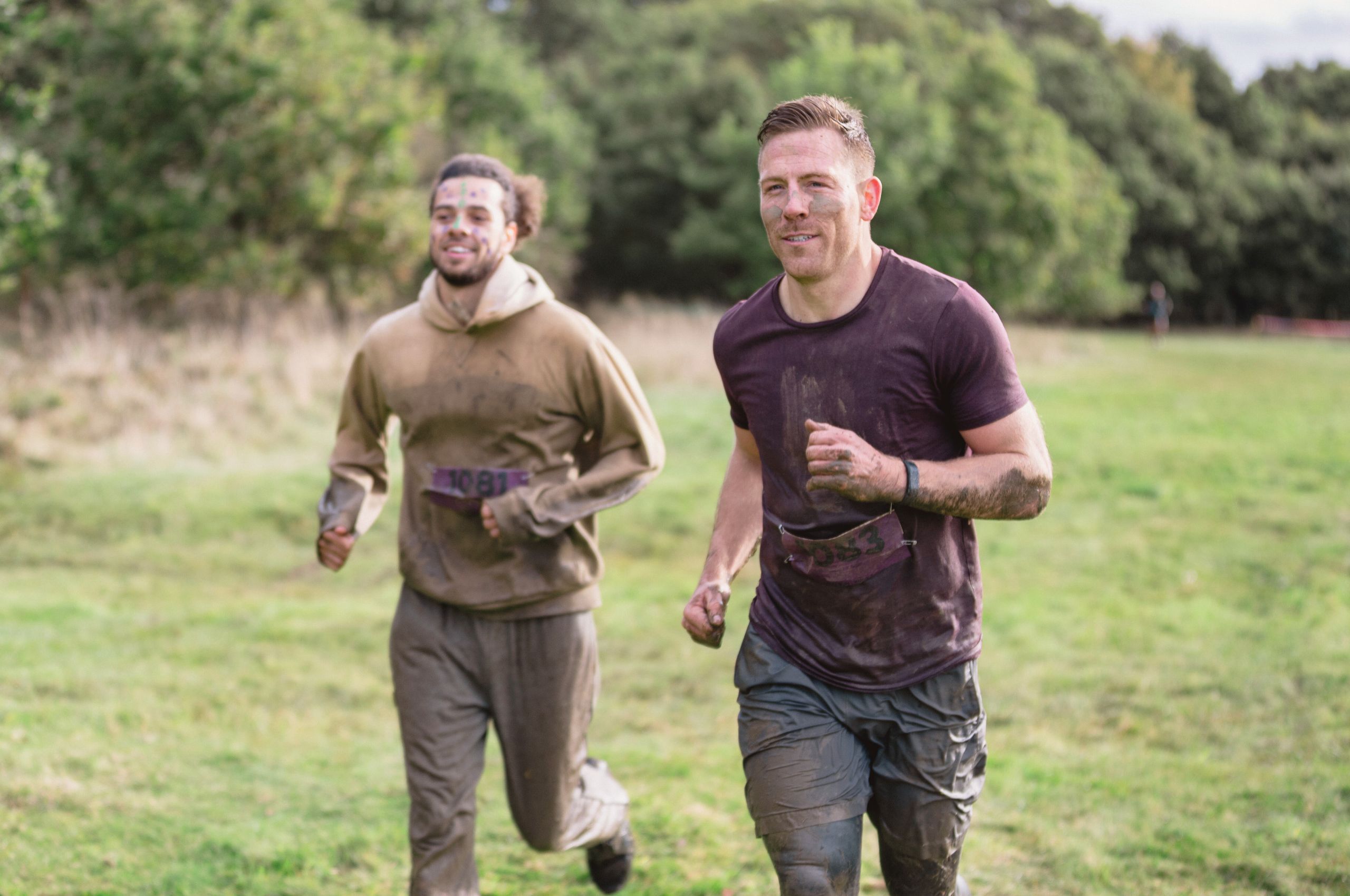Two men running